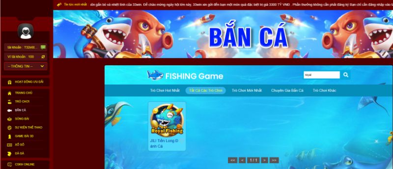 Hướng dẫn tham gia chơi Royal Fishing tại 33Win